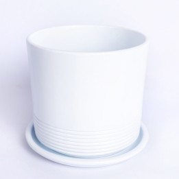 Doniczka Cylinder z podstawką Biały połysk | 17 cm