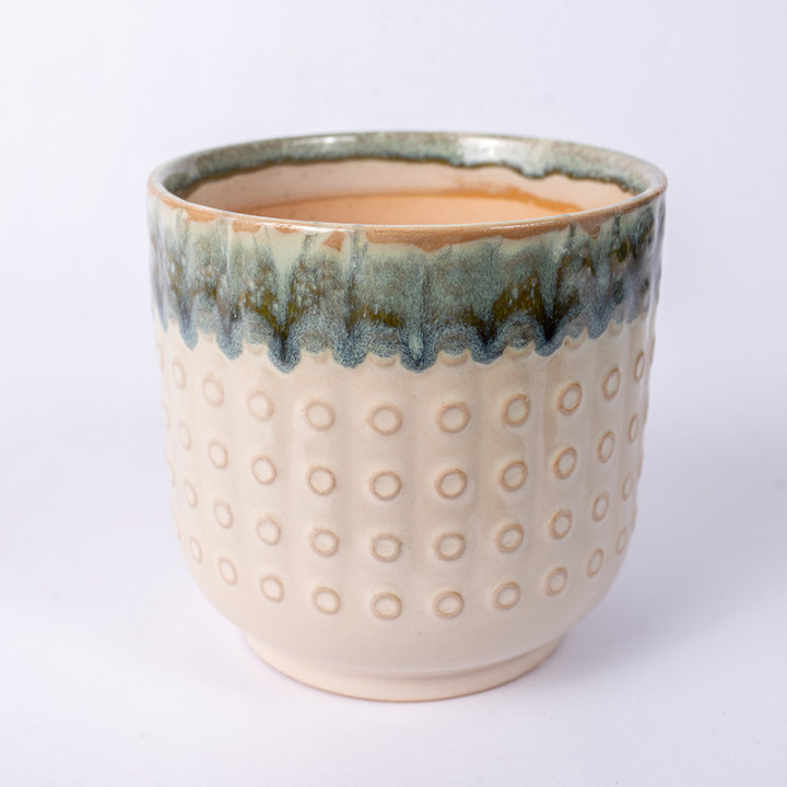 Osłonka ceramiczna beżowa w kropki | 12 cm