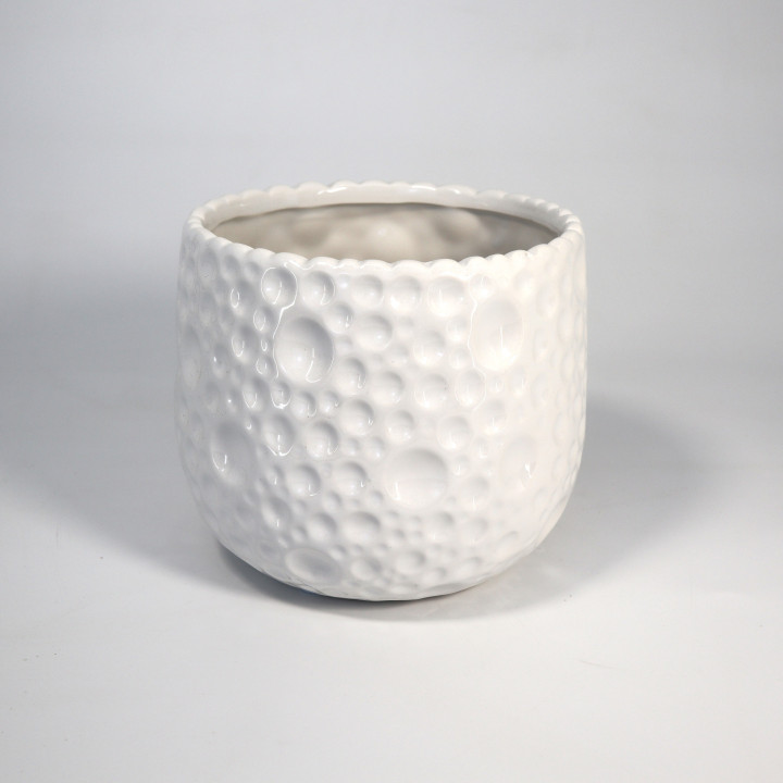 Biała osłonka ceramiczna o wzorze bąbelków – 14 cm | Tomaszewski