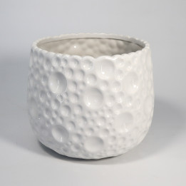 Biała osłonka ceramiczna o wzorze bąbelków – 16 cm | Tomaszewski