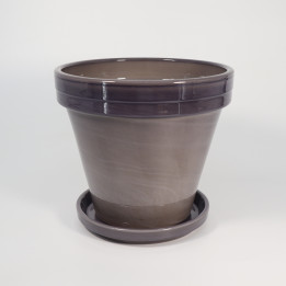 Doniczka ceramiczna z podstawką Lazur Szara 18 cm | Tomaszewski