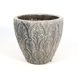 Szara Osłonka ceramiczna Roślinny wzór 19 cm | Tomaszewski