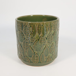 Osłonka ceramiczna Botanica ⌀14 cm zielona | Tomaszewski