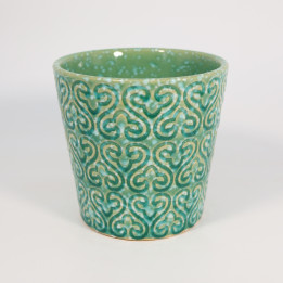 Osłonka ceramiczna Arabeska zielona ⌀13 cm | Tomaszewski